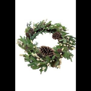 Wicker Park 24" Unlit Berry & Pinecone Wreath White Berries
